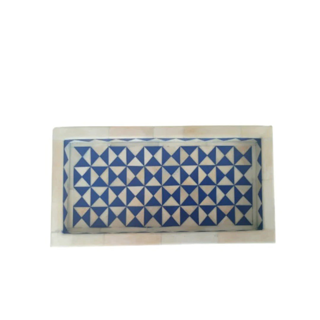 Handmade Customized Bone Inlay Geometric Pattern Serving Tray Best For Home Decor