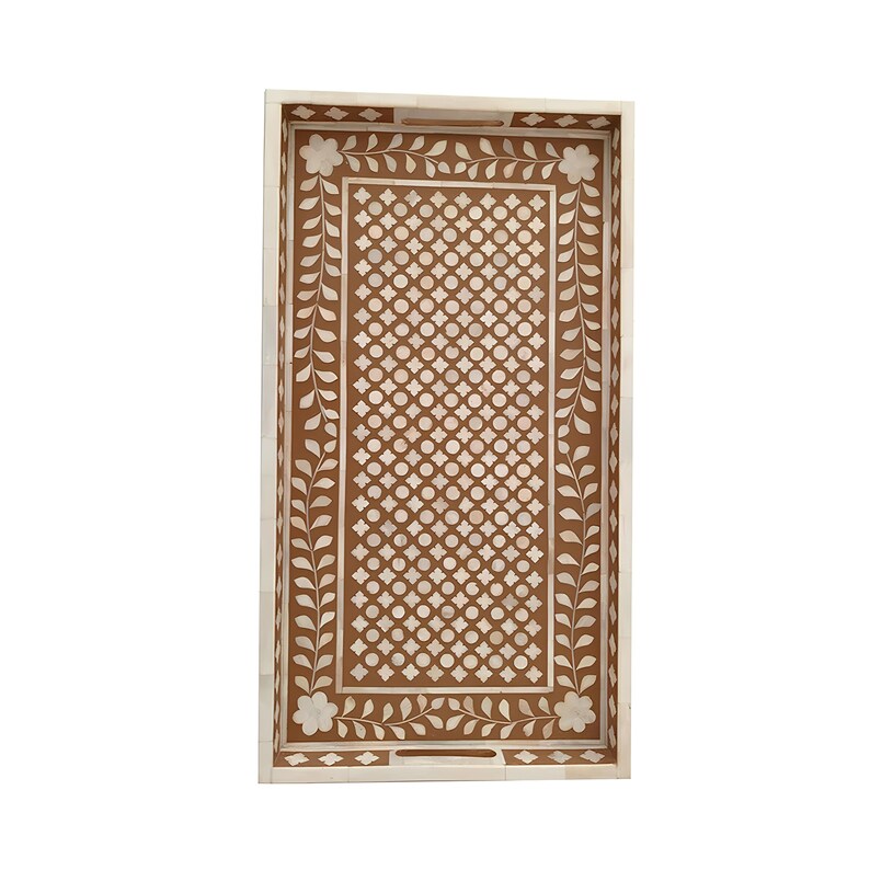 Bone Inlay Tray in Floral pattern Tray Design