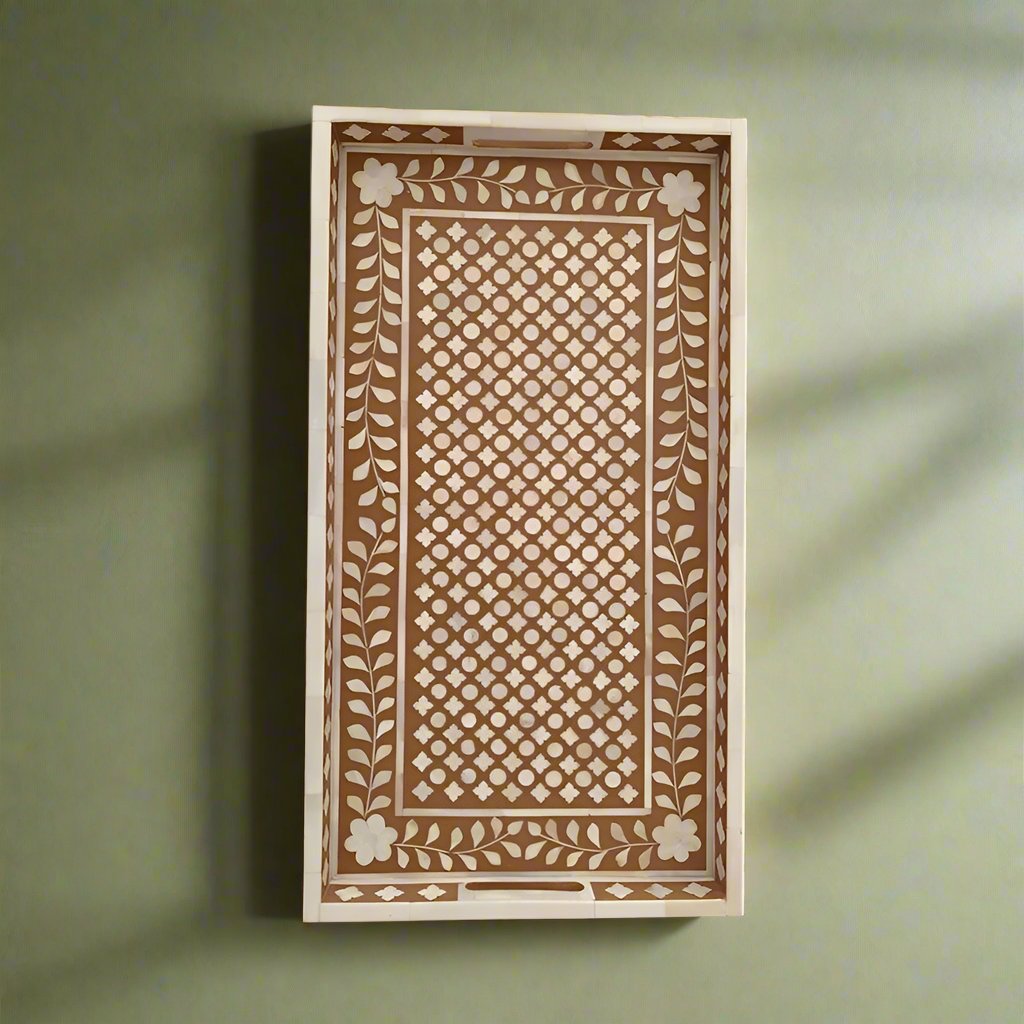 Bone Inlay Tray in Floral pattern Tray Design