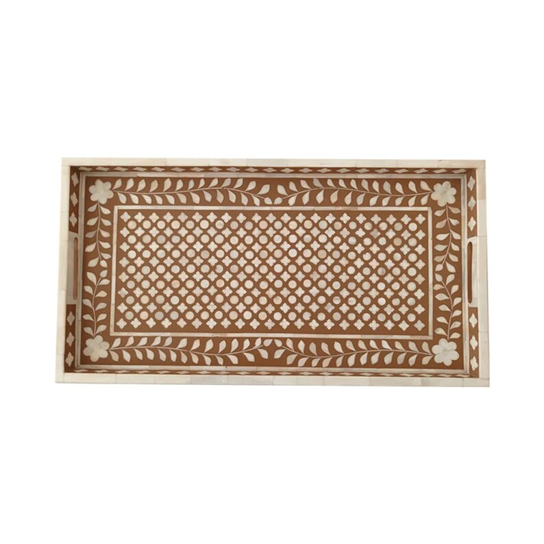 Bone Inlay Tray in Floral pattern Tray Design