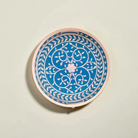 Handmade Customized Bone Inlay Round Serving Tray