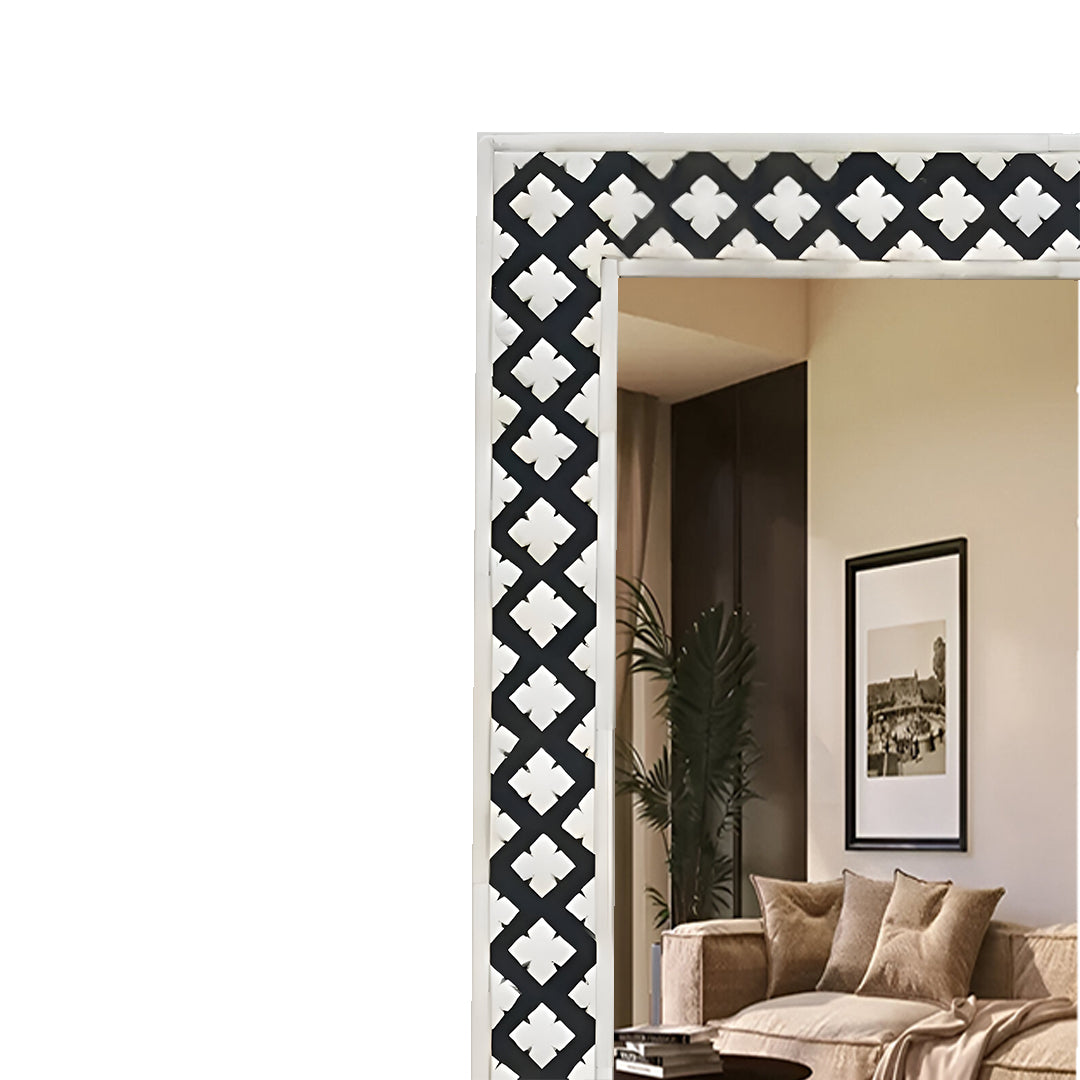 Beautiful Handmade Bone Inlay Mirror Frame Black color