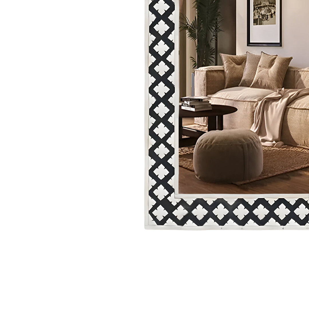 Beautiful Handmade Bone Inlay Mirror Frame Black color