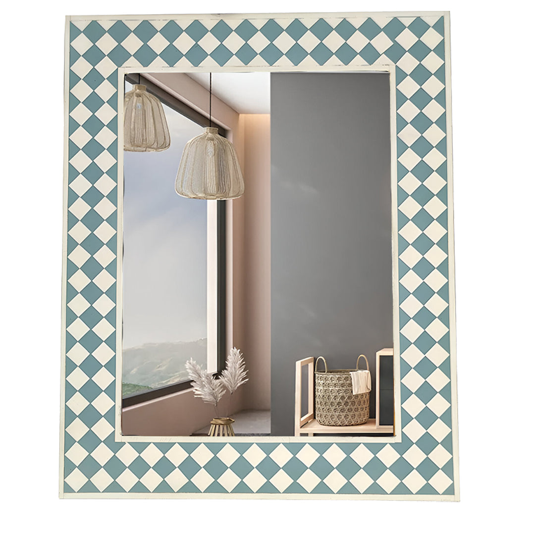 Beautiful Handmade Bone Inlay Mirror Frame - Green