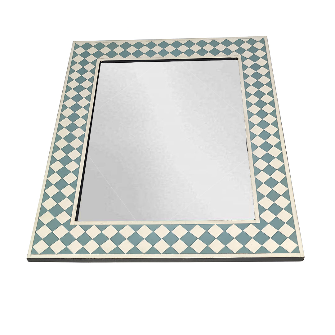 Beautiful Handmade Bone Inlay Mirror Frame - Green
