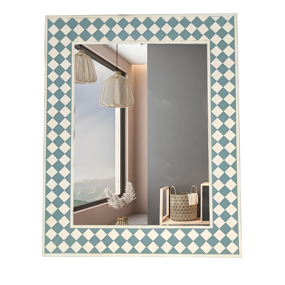 Beautiful Handmade Bone Inlay Mirror Frame - Green
