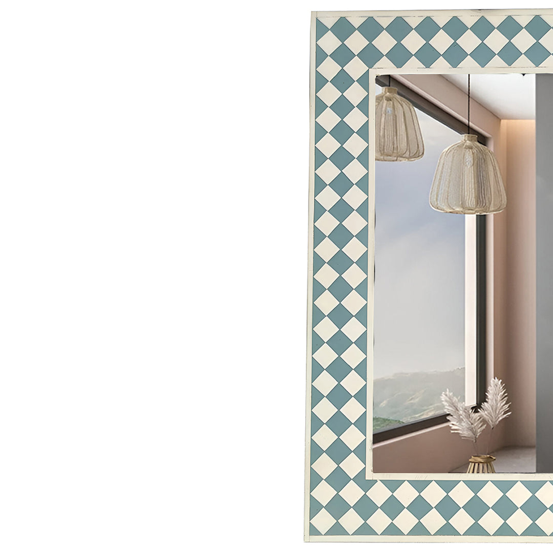 Beautiful Handmade Bone Inlay Mirror Frame - Green