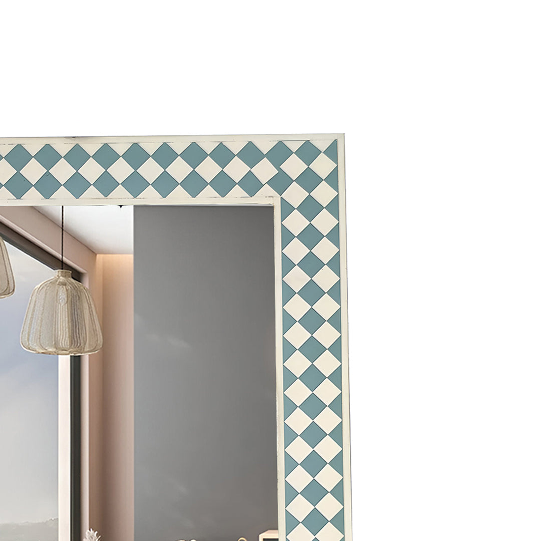 Beautiful Handmade Bone Inlay Mirror Frame - Green