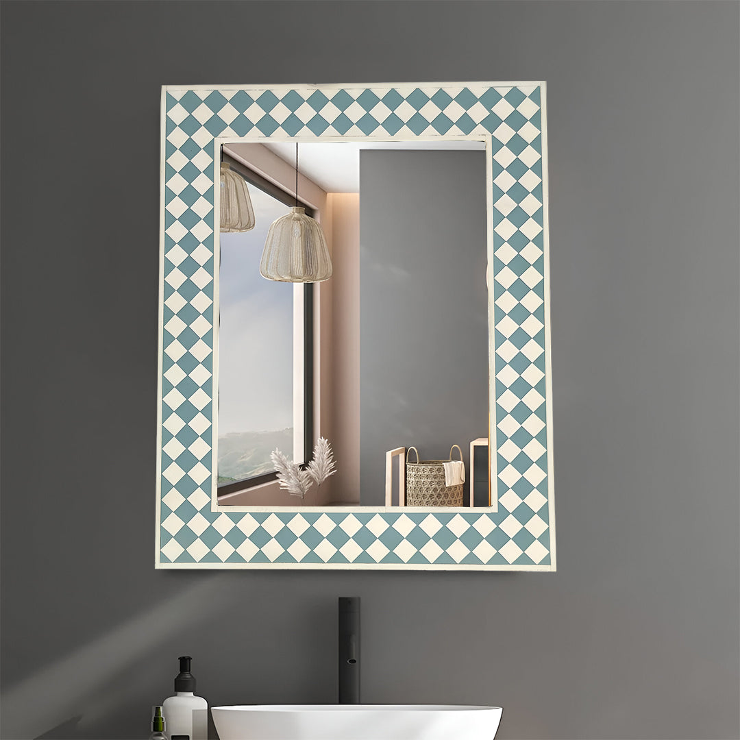 Beautiful Handmade Bone Inlay Mirror Frame - Green