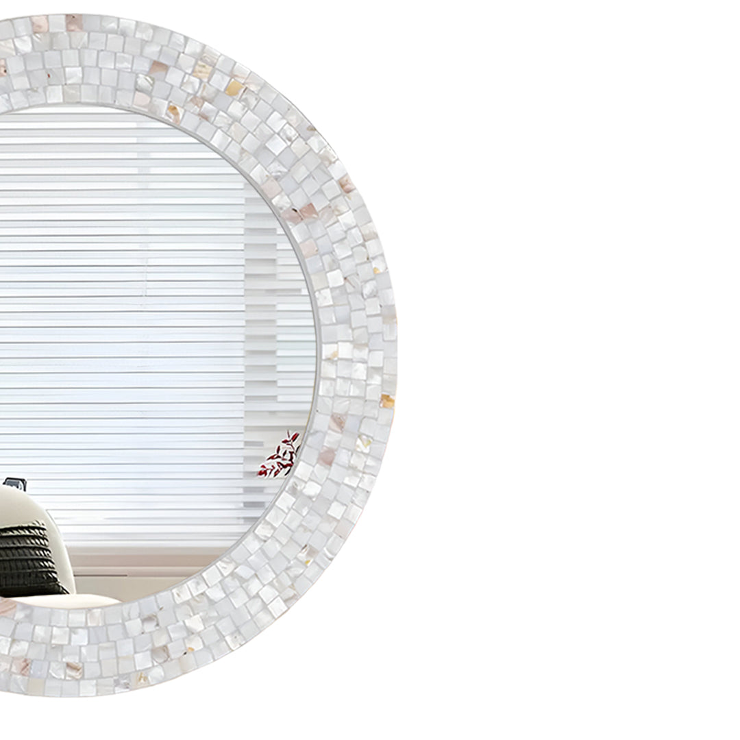 Custom Handmade Round Mirror Frame with Mother of Pearl Inlay – Beautiful Wall Décor
