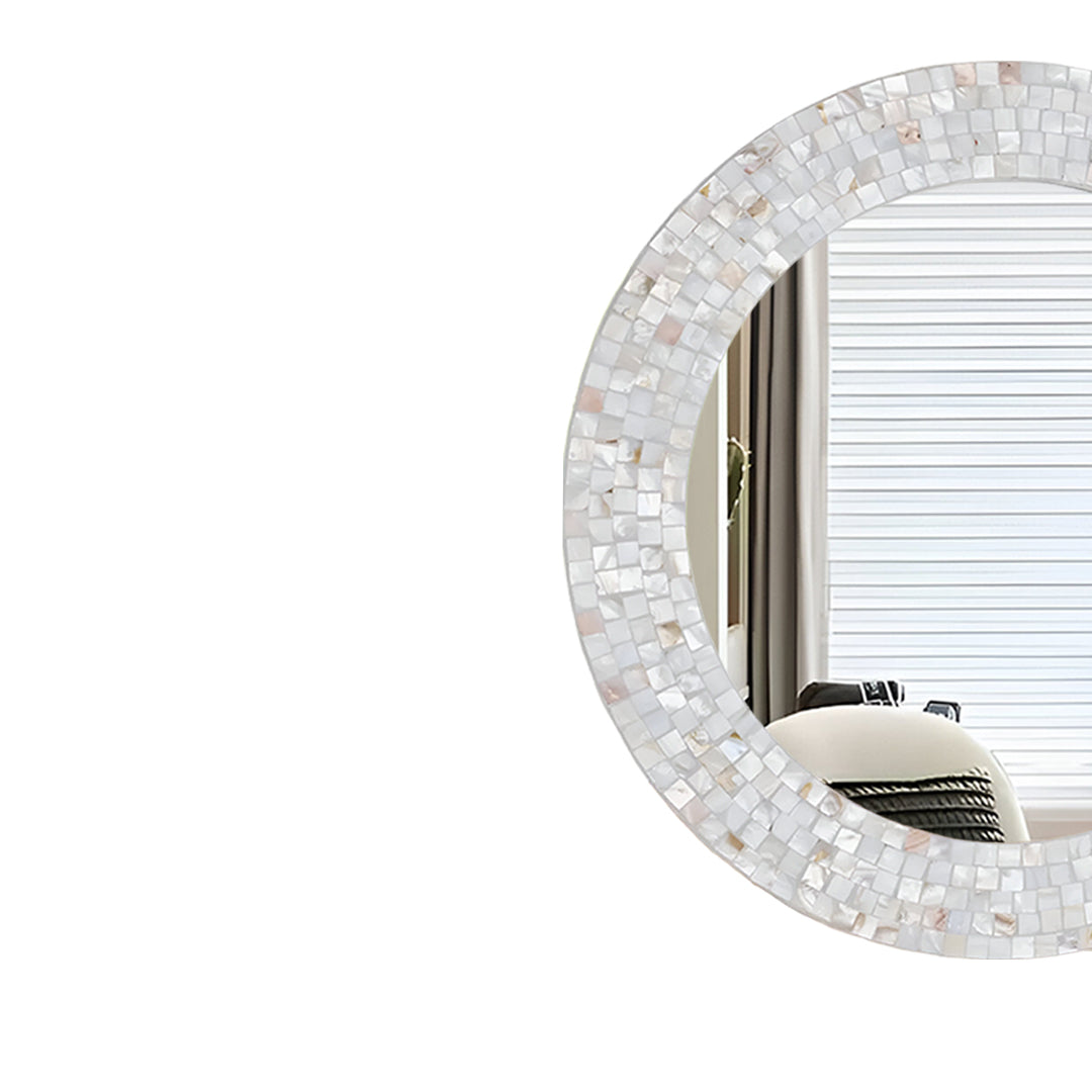 Custom Handmade Round Mirror Frame with Mother of Pearl Inlay – Beautiful Wall Décor