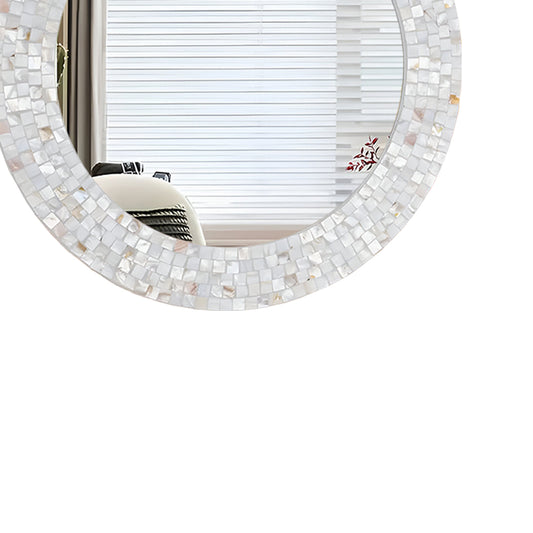 Handmade Round Mirror Frame with Customized Mother of Pearl Inlay – Elegant Wall Décor