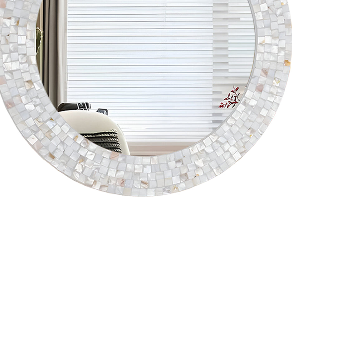 Custom Handmade Round Mirror Frame with Mother of Pearl Inlay – Beautiful Wall Décor