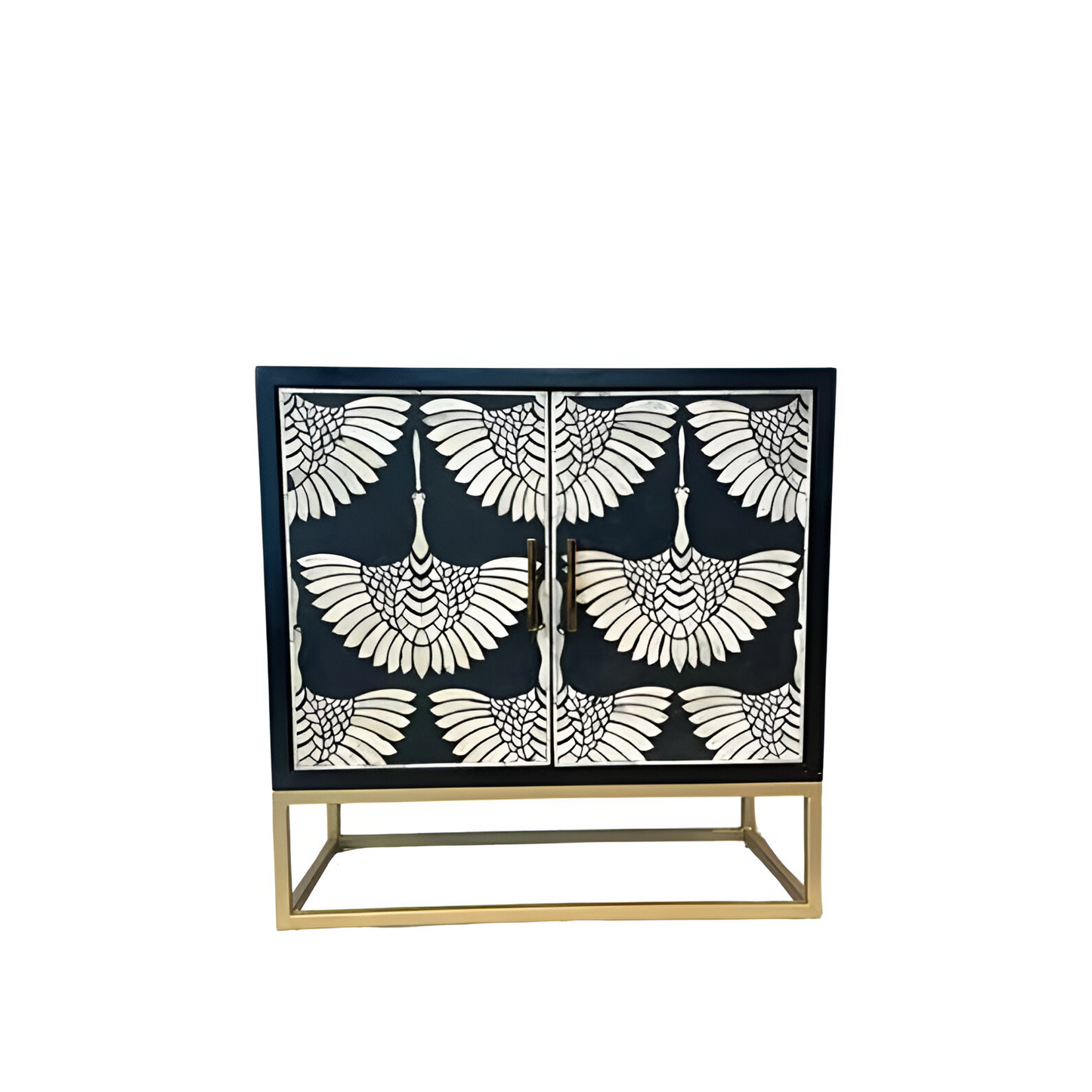 Feather Pattern Black Bone Inlay Chest of Drawers