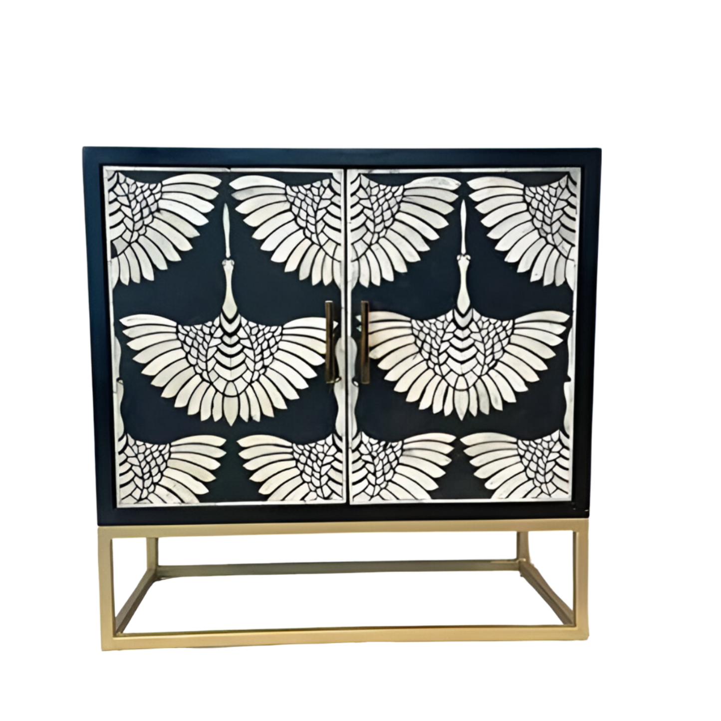 Feather Pattern Black Bone Inlay Chest of Drawers