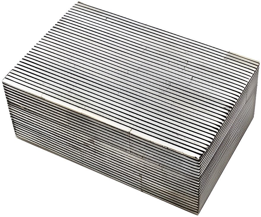 Handmade Bone Inlay Box Gray & White Stripe