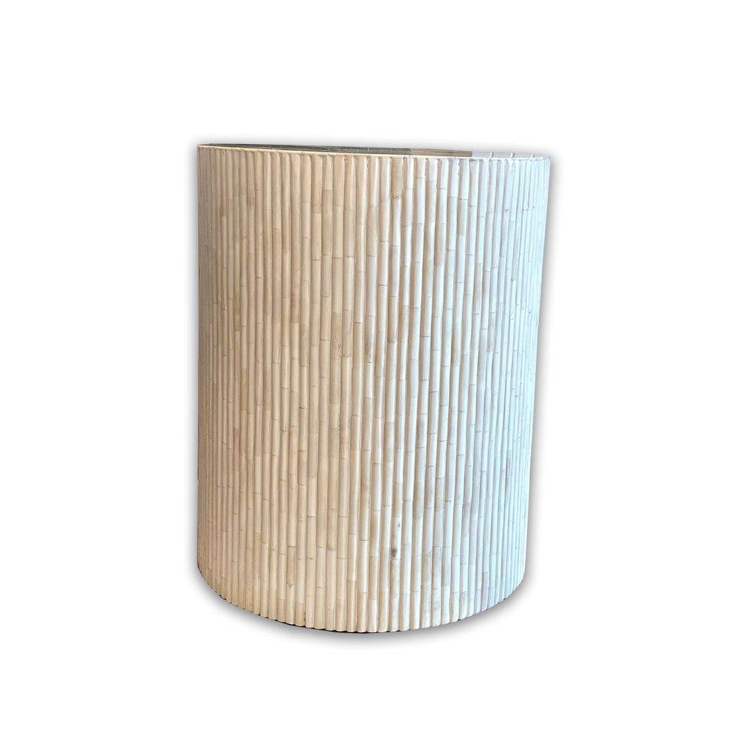 Handmade Customized Bone Inlay Round Stool- Fluted Pattern