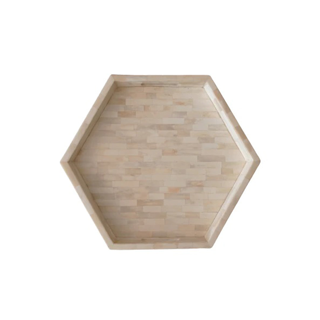 Handmade Customized Bone Inlay Hexagonal Serving Tray
