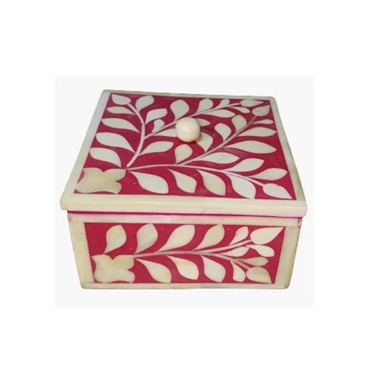 Handmade Customized Bone Inlay Floral Coaster Set of 4 for Home Decor