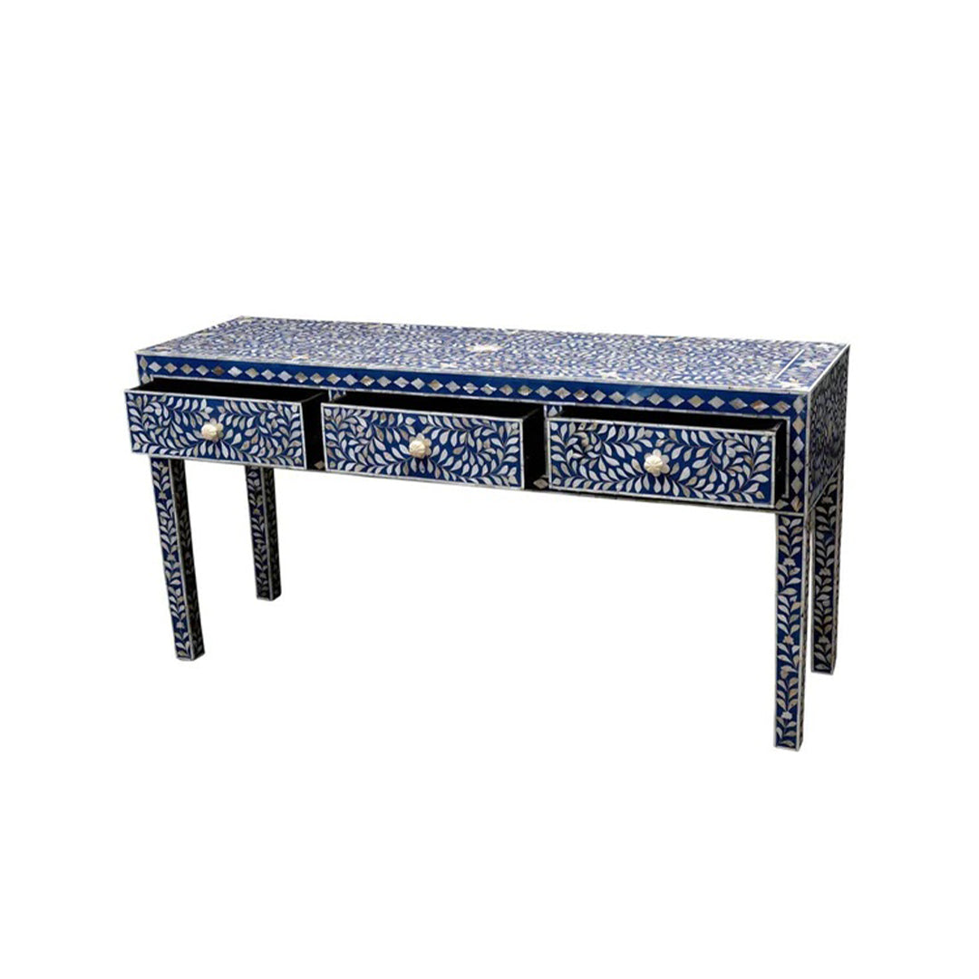 Handmade Customized Mother of Pearl 3 Drawer Console Table