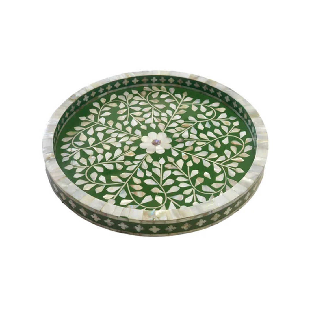 Handmade Customized Mother of Pearl Round Serving Tray