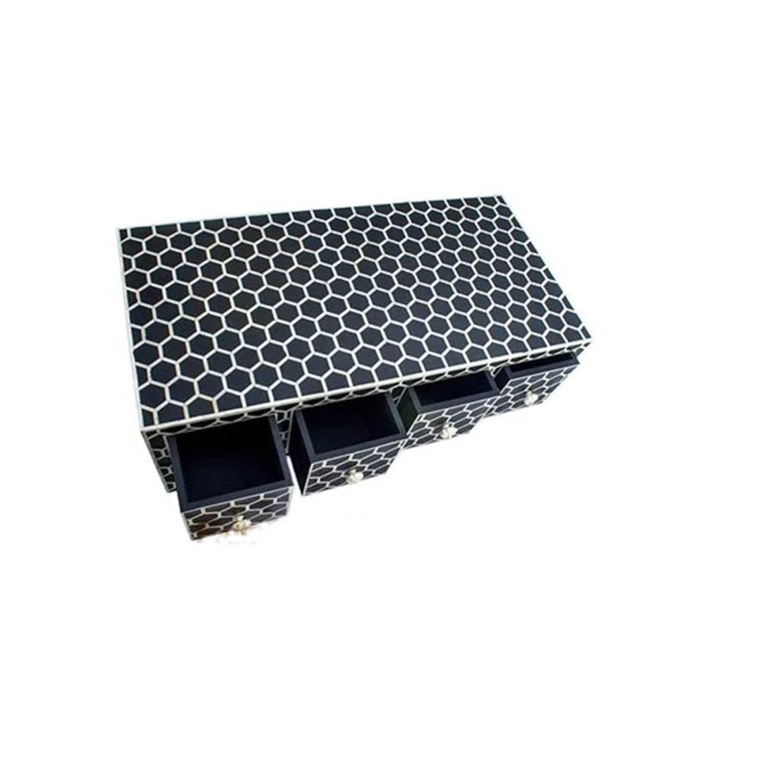 Bone Inlay Geometric Honeycomb Pattern Coffee Table