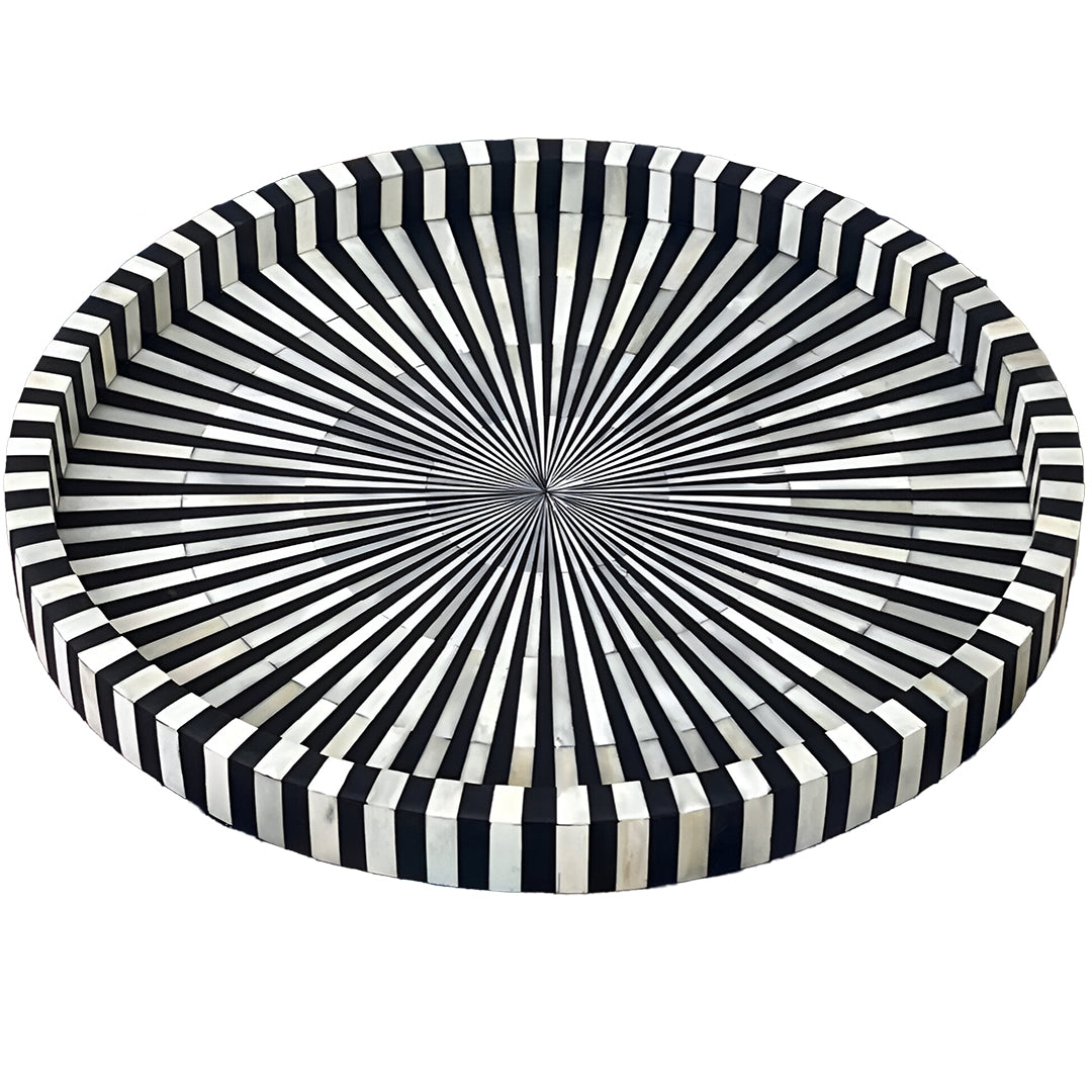 Beautiful Handmade Customized Bone Inlay Round Serving Tray