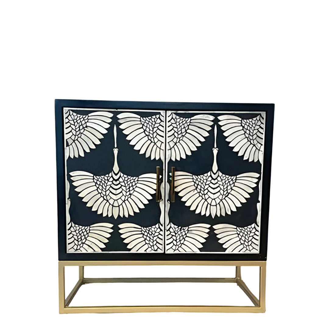 Feather Pattern Black Bone Inlay Chest of Drawers