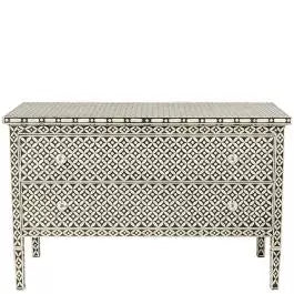 Bone Inlay Chest Of 2 Drawers, Eye Pattern In White