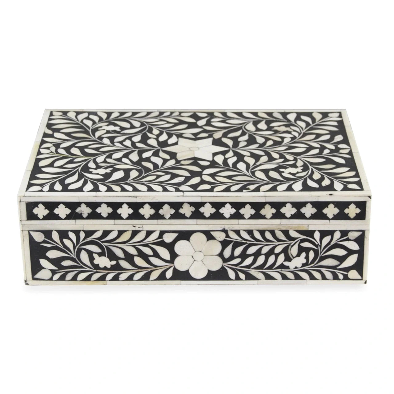 Bone inlay vintage personalized box for women - Black
