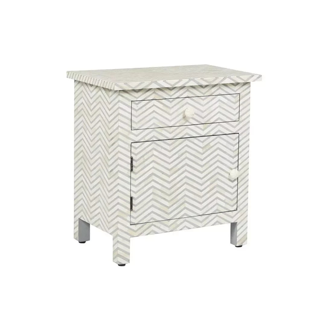 Handcrafted bone Inlay Grey Nightstand