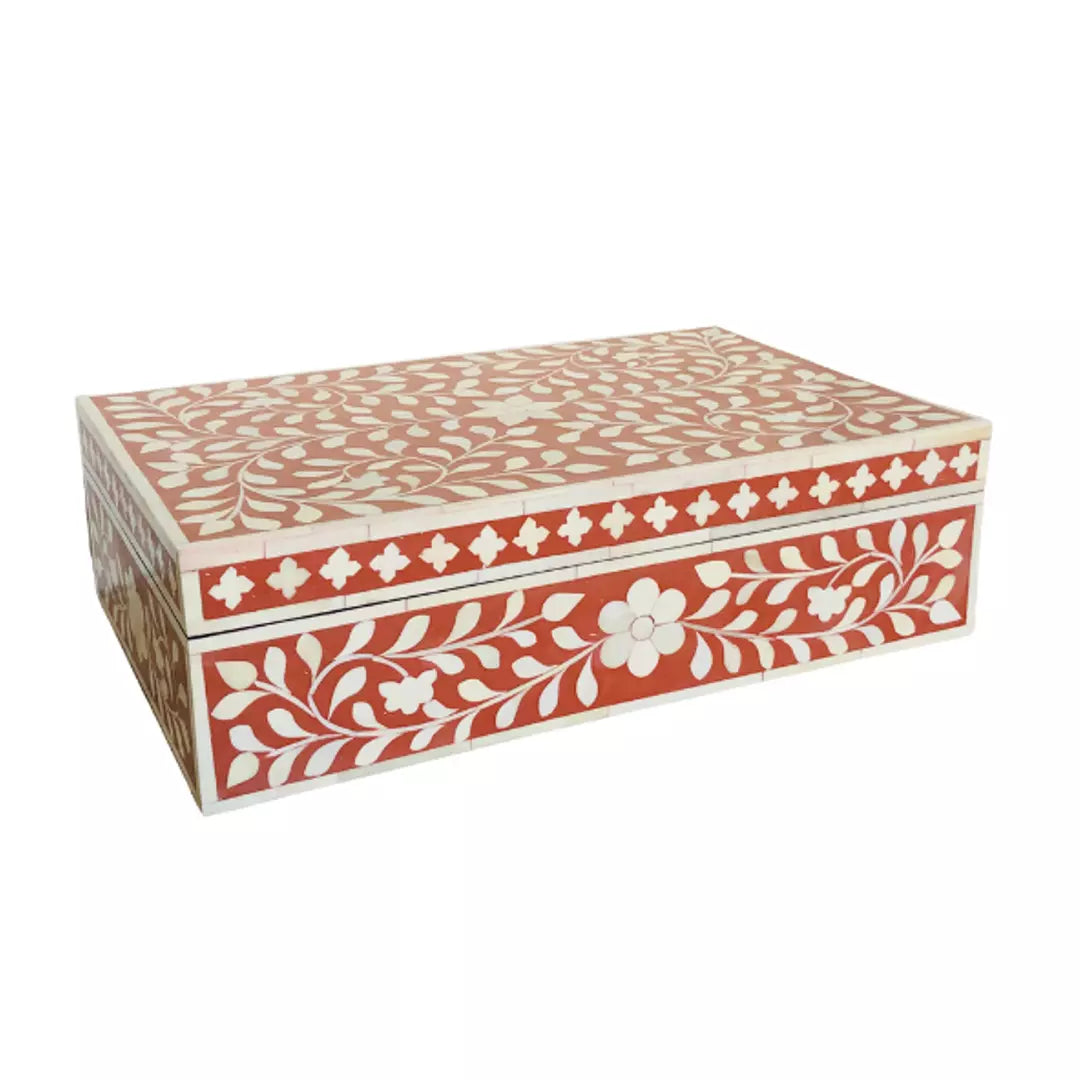 Bone inlay vintage personalized box for women - Orange