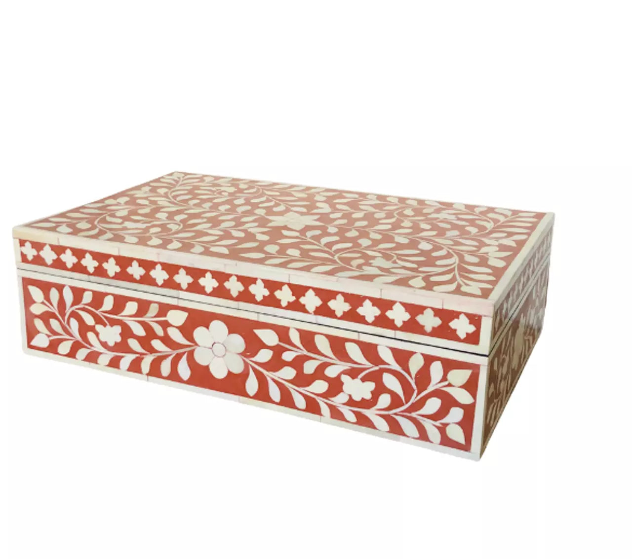 Bone inlay vintage personalized box for women - Orange