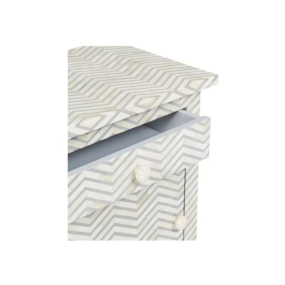 Handcrafted Bone Inlay Grey Nightstand
