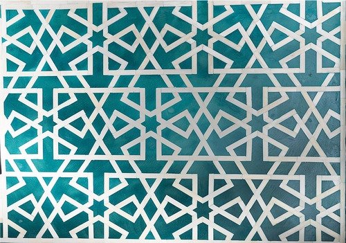 Bone Inlay Chest Of 4 Drawers , Geometric Pattern In Indigo