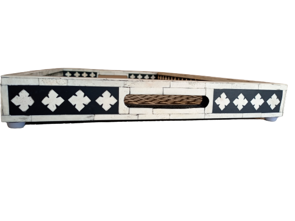 Handmade Customized Bone Inlay Rectangular Serving Tray