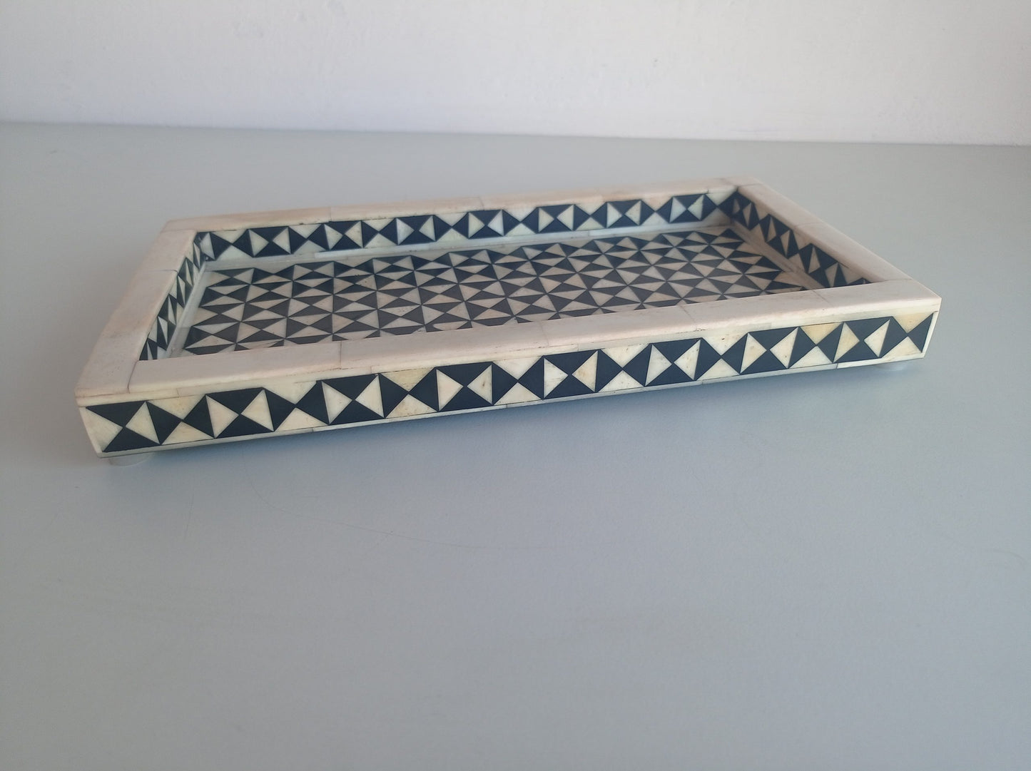 Handmade Customized Bone Inlay Geometric Pattern Serving Tray