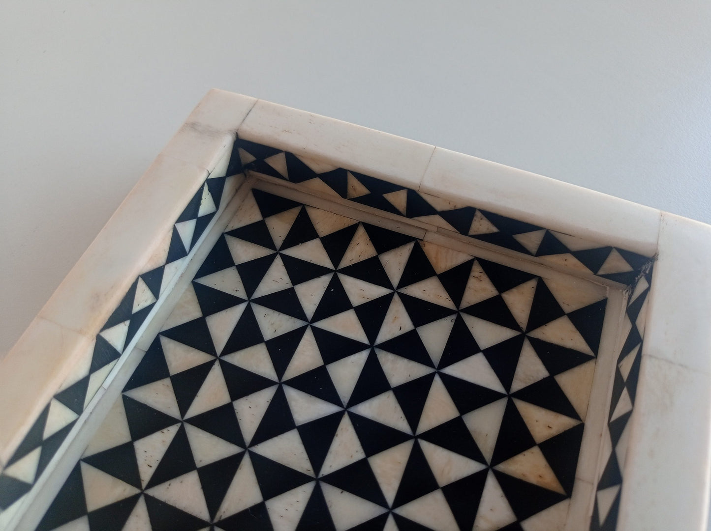 Handmade Customized Bone Inlay Geometric Pattern Serving Tray