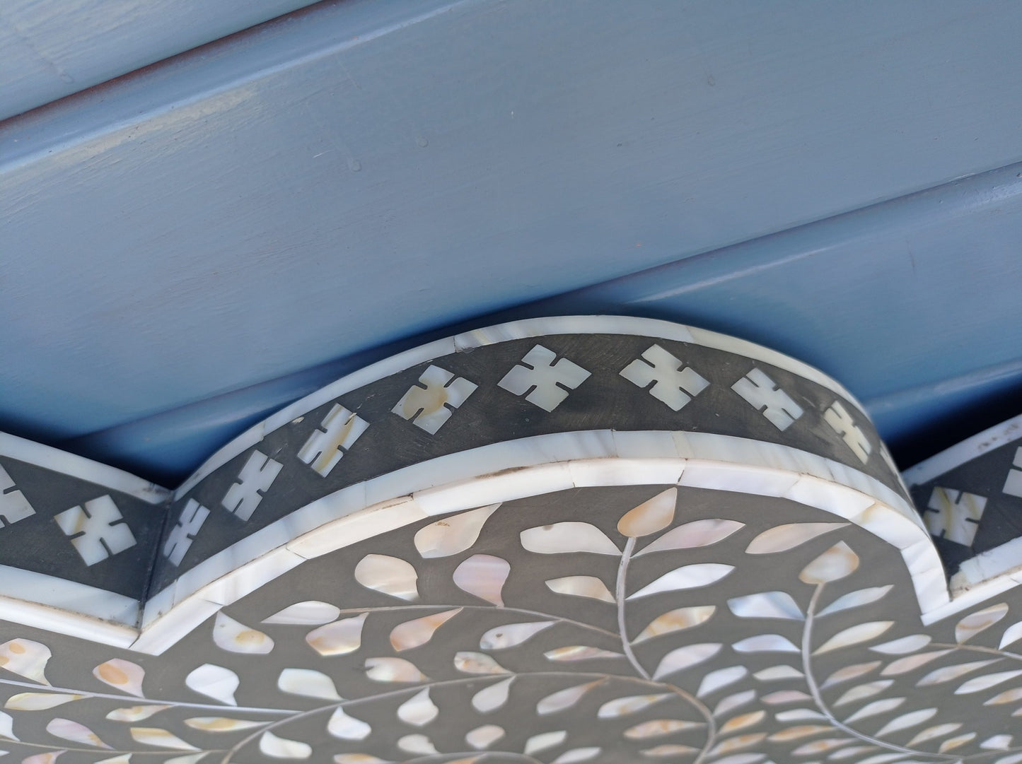 Handmade Customized Mother of Pearl Floral Pattern Bedhead