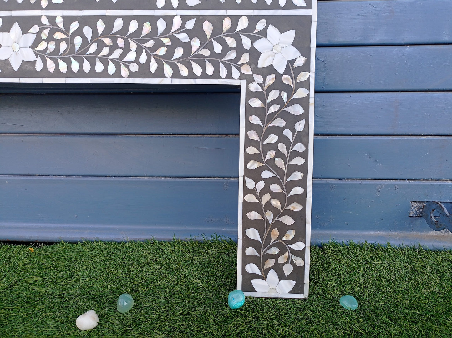 Handmade Customized Mother of Pearl Floral Pattern Bedhead