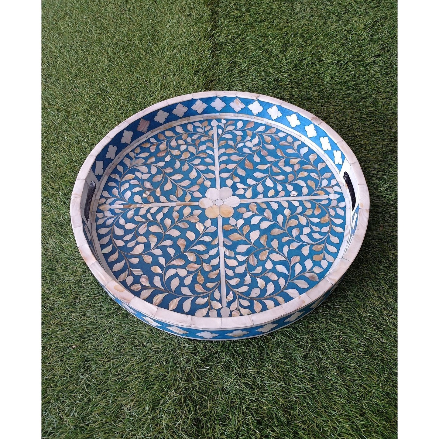 Handmade Customized Mother of Pearl Round Serving Tray