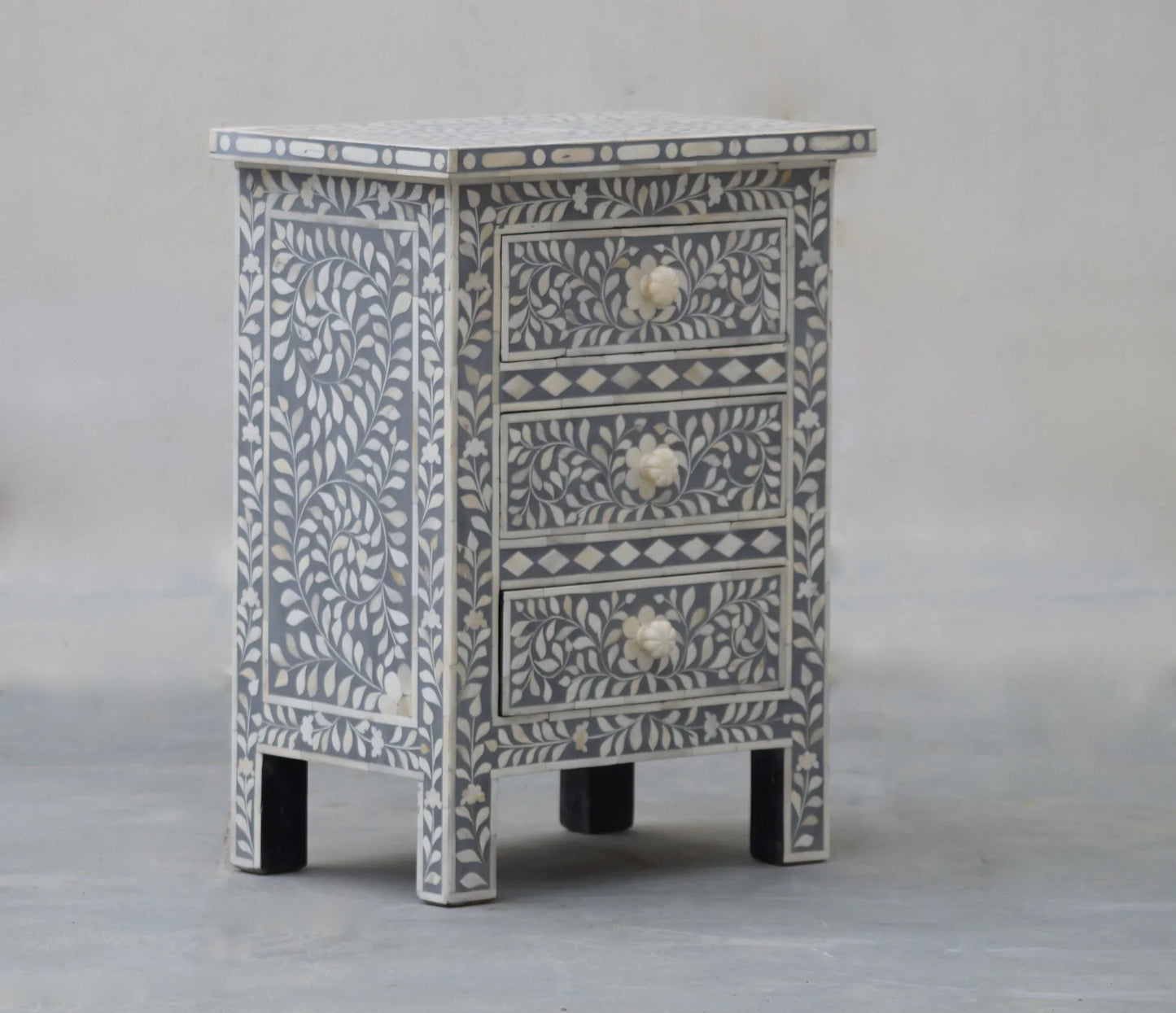 Handmade Bone Inlay Bedside for Home Decor