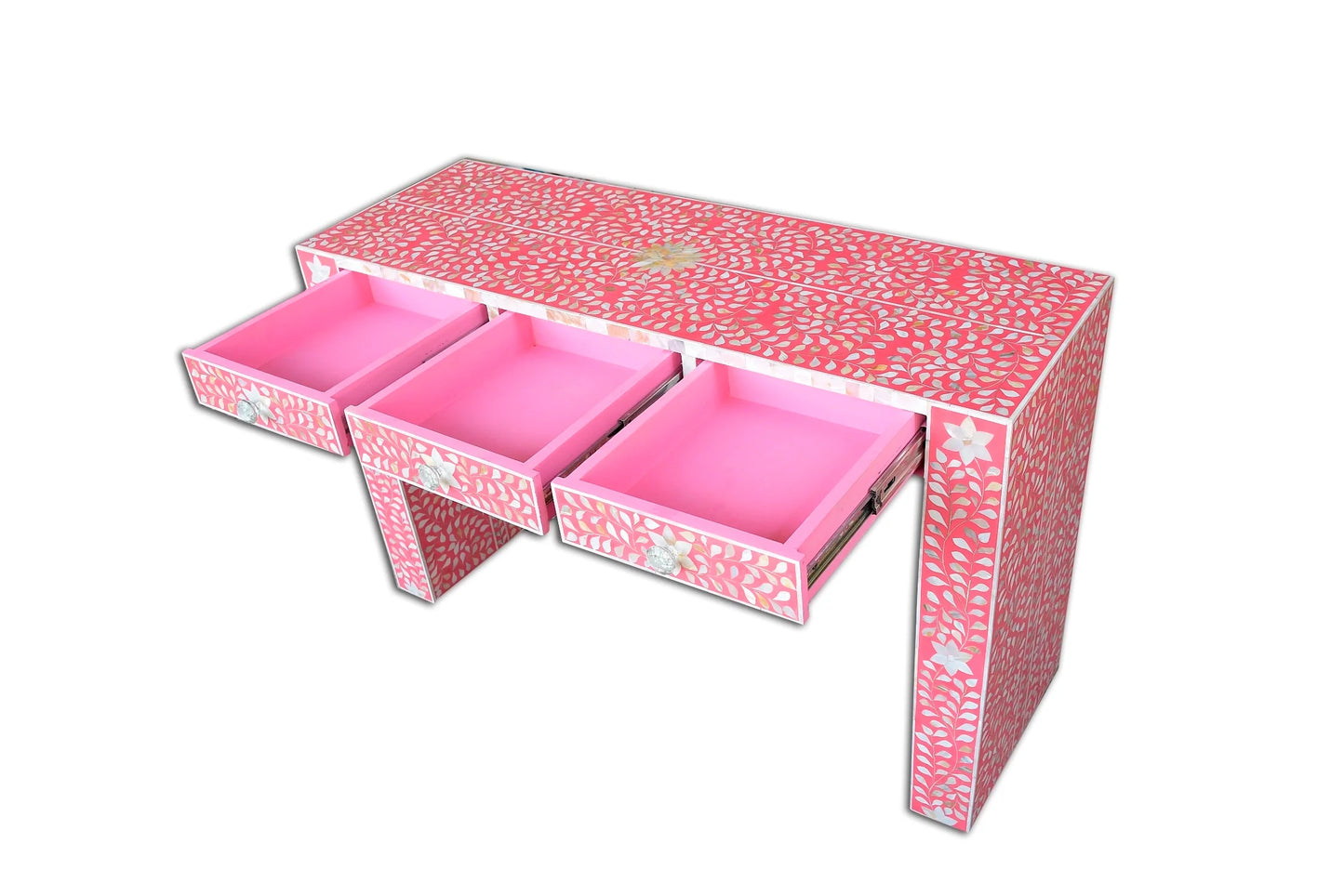 Handmade Pink Mother of Pearl handmade Vintage Antique Console Table
