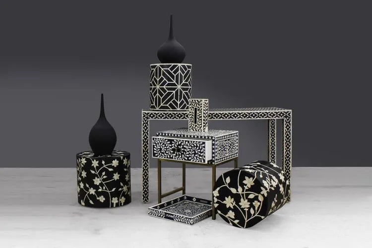 Black Mother of Pearl Vintage Antique Console Table for Home & Living