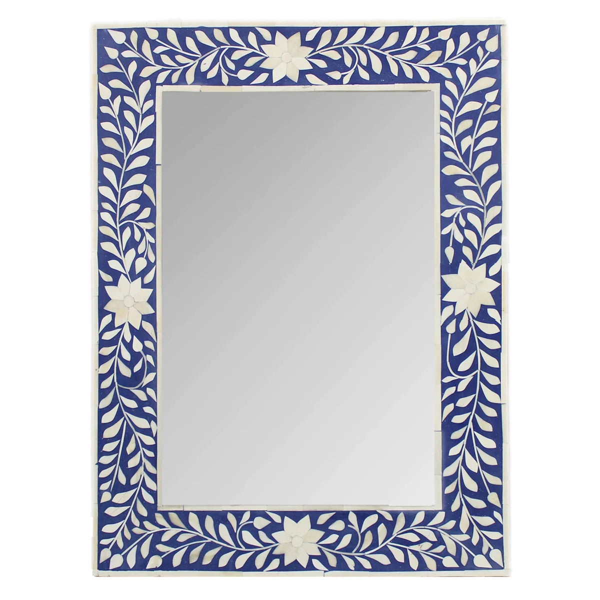 Bone Inlay Blue Floral Mirror Frames with Complimentary Mirror