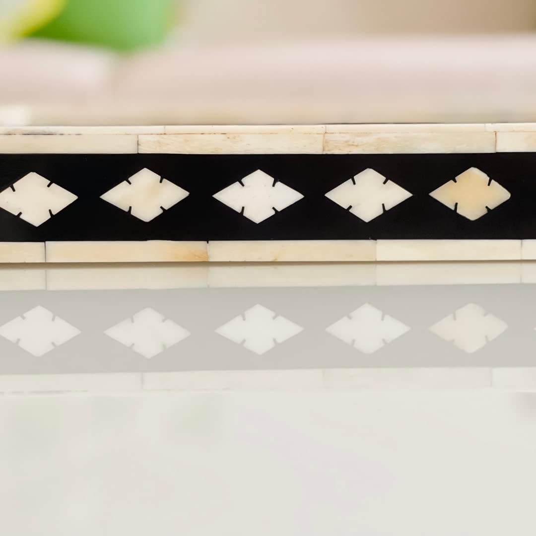 Handmade Customized Rectangular Shape Bone Inlay Serving Tray