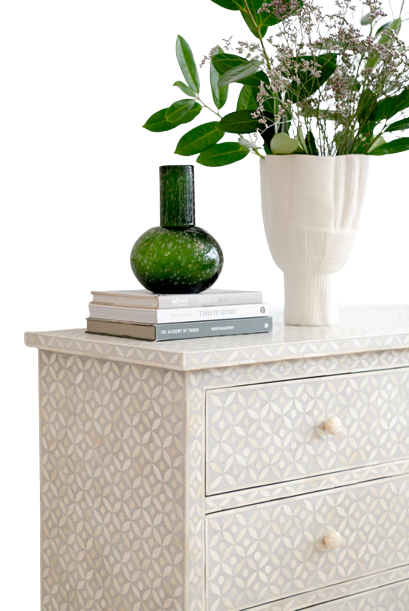Bone Inay Chest of 6 Drawers Geometric Design
