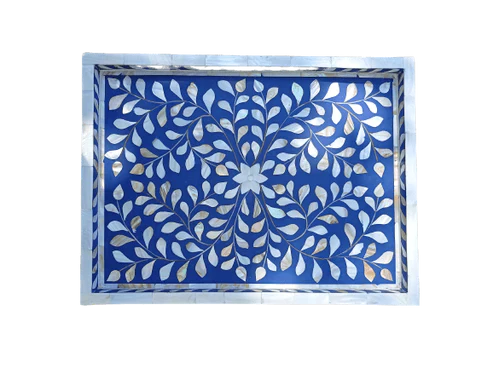 Mother of pearl inlay Rectangle Floral pettern serving tray