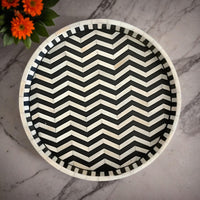 Handmade Customized Bone Inlay Round Serving Tray Best For Home And Office