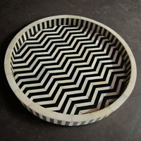 Handmade Customized Bone Inlay Round Serving Tray Best For Home And Office